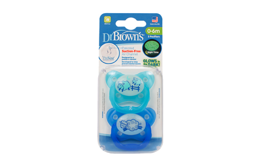 Ночные пустышки Dr.Brown's, 0-6 мес., 2 шт.